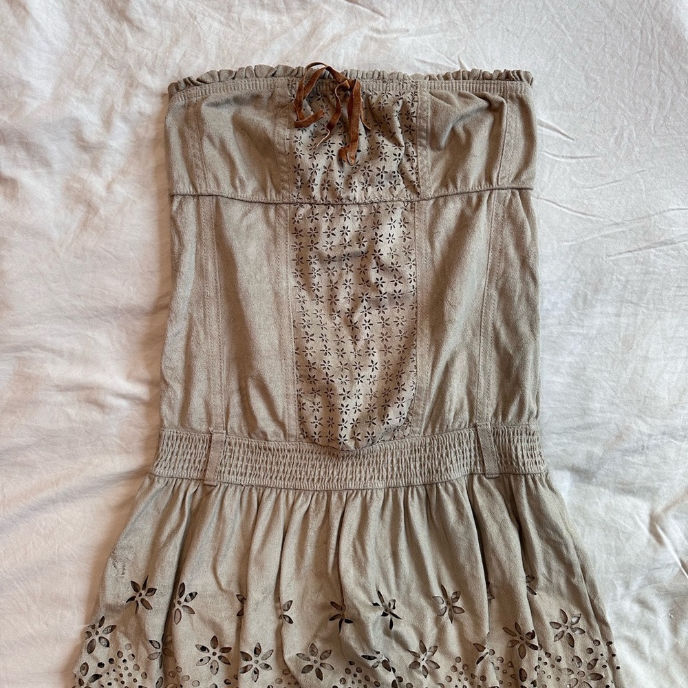Tan Strapless top